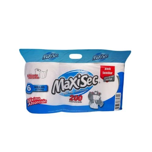 rollo de cocina maxisec pack familiar 6 unidades 200 panos papel limpieza tienda del sur