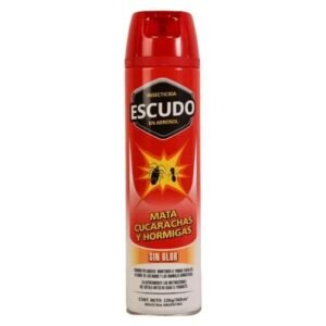 Insecticida sin olor cucarachas y hormigas Escudo aerosol 360 ml libre de perfume