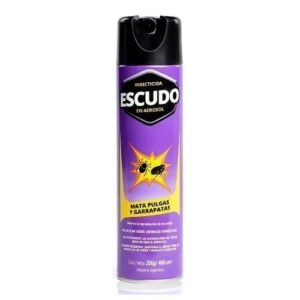 Insecticida mata pulgas y garrapatas Escudo aerosol 400 ml uso ambiental residual