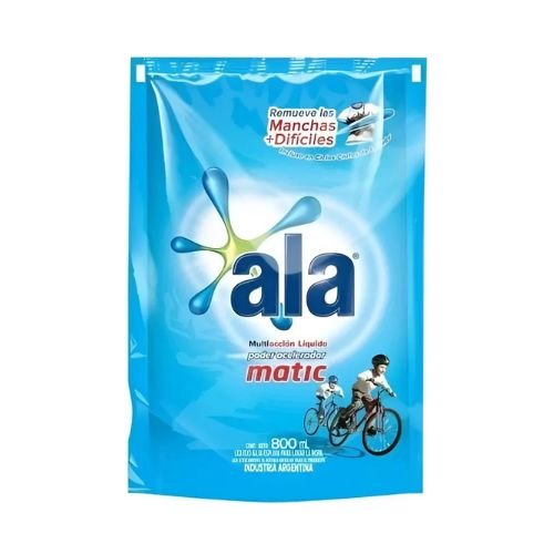 Repuesto económico doypack de jabón líquido Ala Matic de 800 ml para ropa - Del Sur Distribuidora