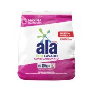 Paquete de jabón en polvo Ala Matic con Bicarbonato de 400g para lavarropas automáticos - Del Sur Distribuidora