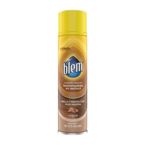 Envase de lustramuebles Blem Aerosol 360ml fragancia Original para el cuidado de muebles de madera