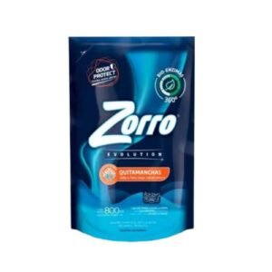 Envase doypack de repuesto económico del quitamanchas líquido Zorro Evolution de 800ml