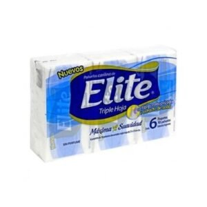 Pack de 6 paquetes individuales de pañuelos descartables Elite triple hoja pocket de 10 unidades cada uno