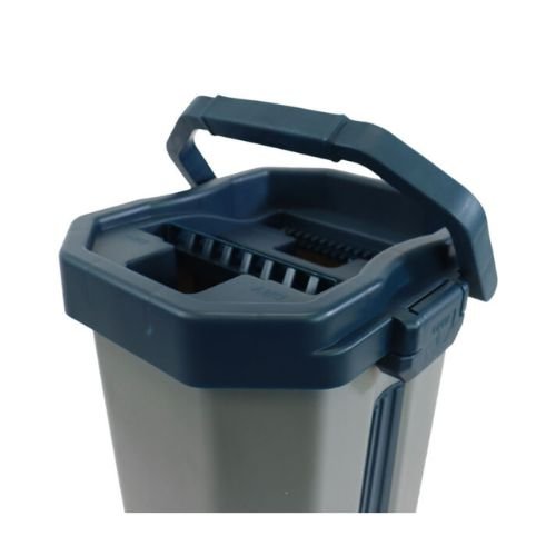 Mopa plana de microfibra con balde de 10 litros de doble compartimento y mango de acero desmontable