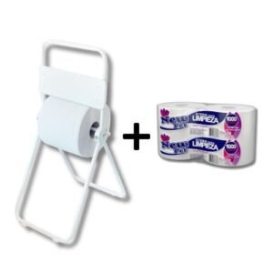 Combo de porta bobina industrial de pie con bobina de papel de 1000 paños Del Sur Distribuidora
