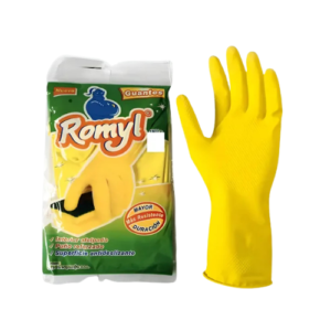 Guantes de Látex Amarillos Romyl Talle Grande (L) - Protección Total