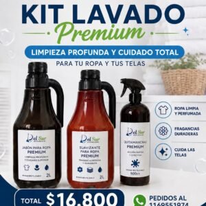 Kit Lavado Premium Del Sur (Jabón 2L + Suavizante 2L + Quitamanchas 500cc)