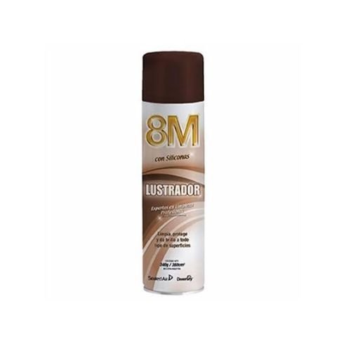 Lata en aerosol de 360ml de lustrador de muebles 8M marca Del Sur Distribuidora