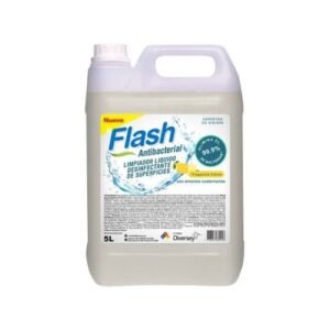 Bidón de 5 litros de limpiador líquido desinfectante de superficies Flash Antibacterial Citrus marca Diversey Del Sur Distribuidora