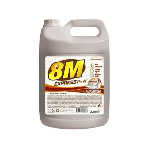 Bidón de 5 litros de cera incolora autobrillo 8M Express W5001 marca Diversey Del Sur Distribuidora