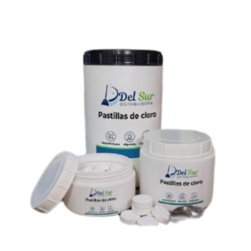 Pastillas de cloro chicas Del Sur pote de 1 kg para piletas de lona